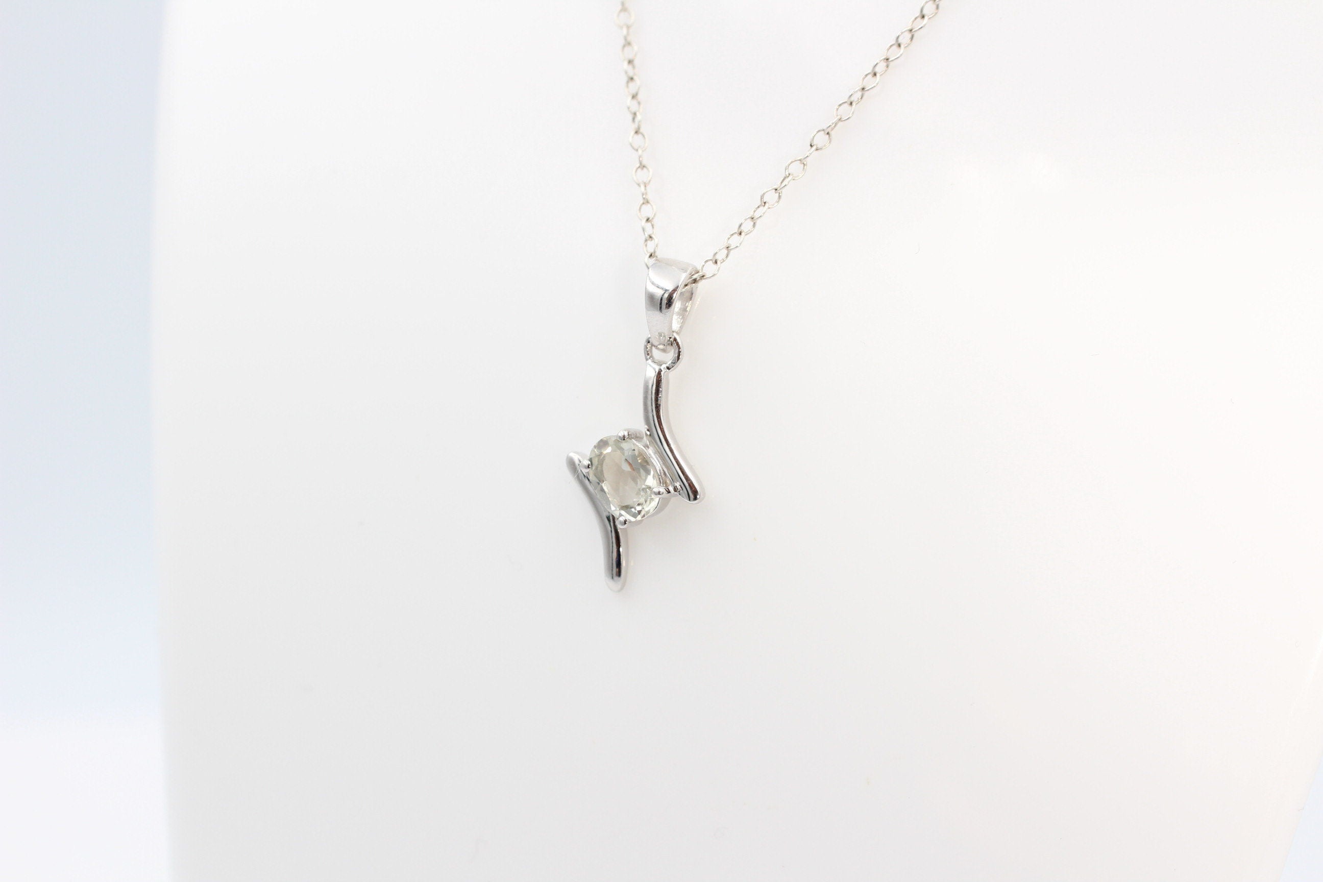 0,72 Carat Prasiolith Anhänger 925 Silber Collier Kette grüner Amethyst Anhänger