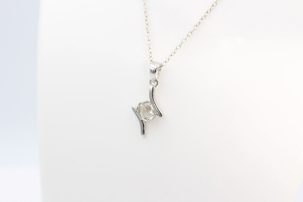 0,72 Carat Prasiolith Anhänger 925 Silber Collier Kette grüner Amethyst Anhänger