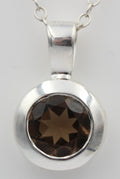 1,4 Carat Rauchquarz Anhänger 925 Silber Collier Kette Edelsteinanhänger