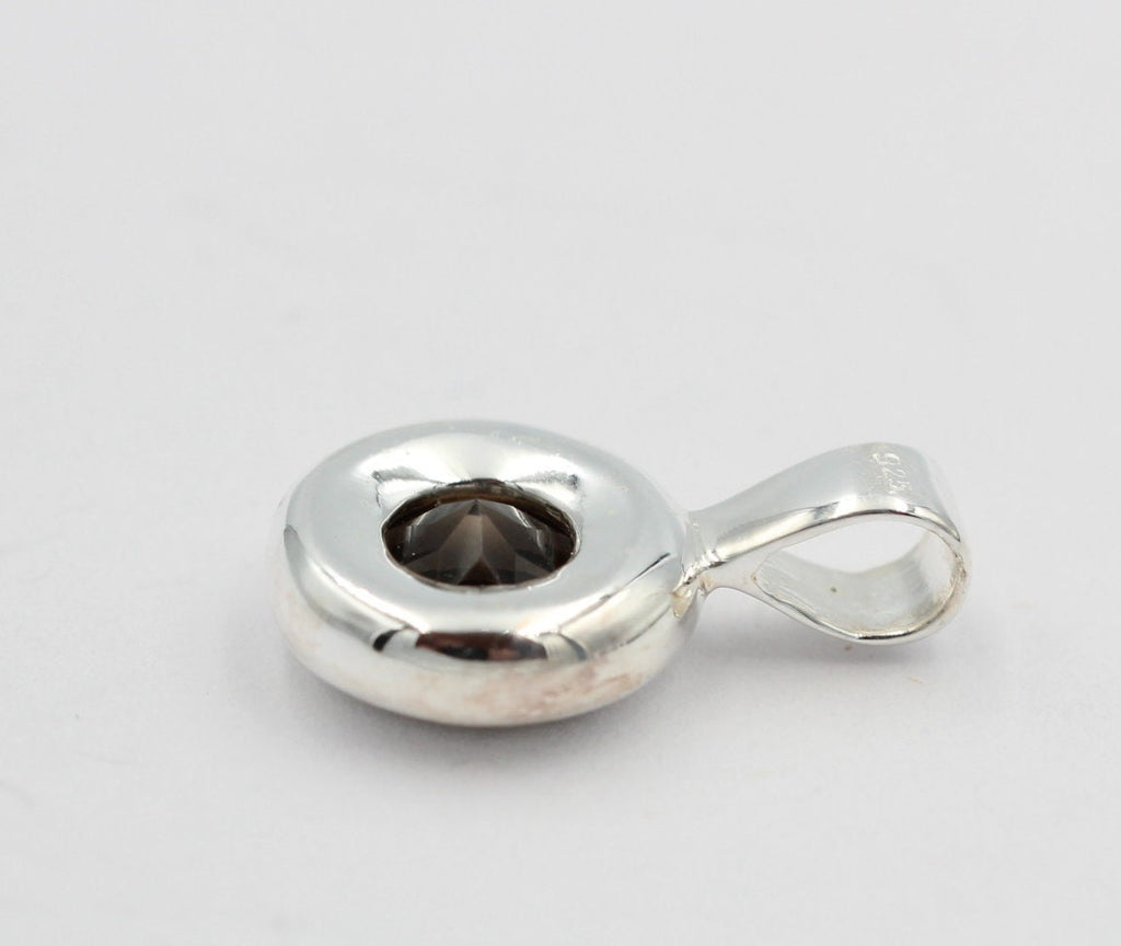 1,4 Carat Rauchquarz Anhänger 925 Silber Collier Kette Edelsteinanhänger