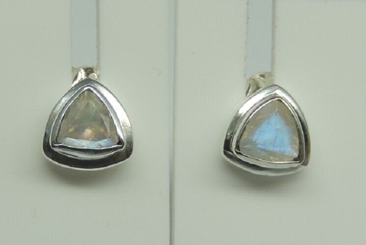 0,9 Carat Mondlichttopas Trillion Ohrstecker, 925 Silber, Ohrring Ohrschmuck