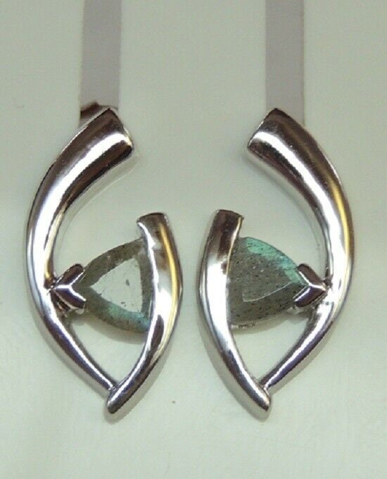 Edler 1,03 Carat Labradorit Ohrstecker 925 silber irrisierend Ohrring Ohrschmuck