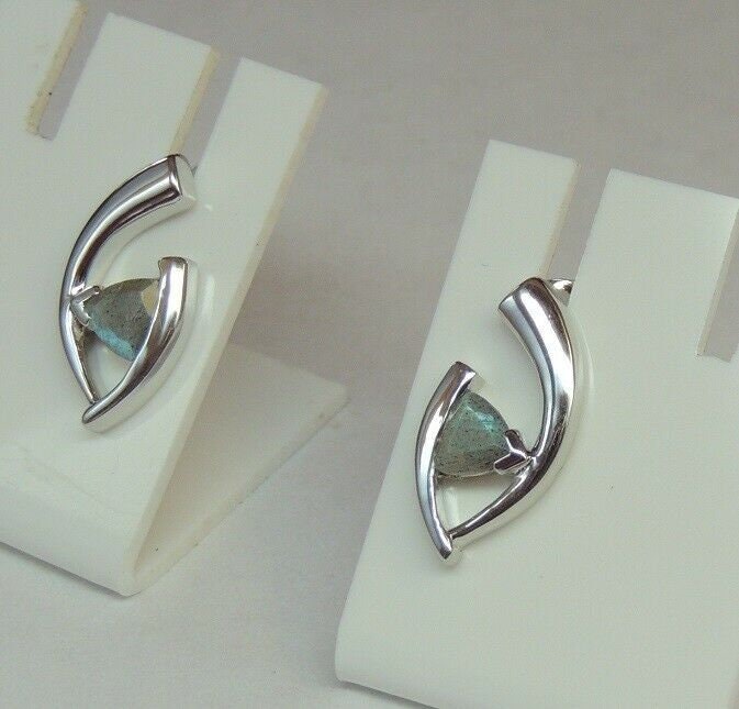 Edler 1,03 Carat Labradorit Ohrstecker 925 silber irrisierend Ohrring Ohrschmuck