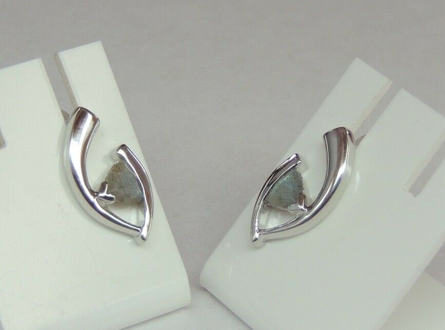Edler 1,03 Carat Labradorit Ohrstecker 925 silber irrisierend Ohrring Ohrschmuck