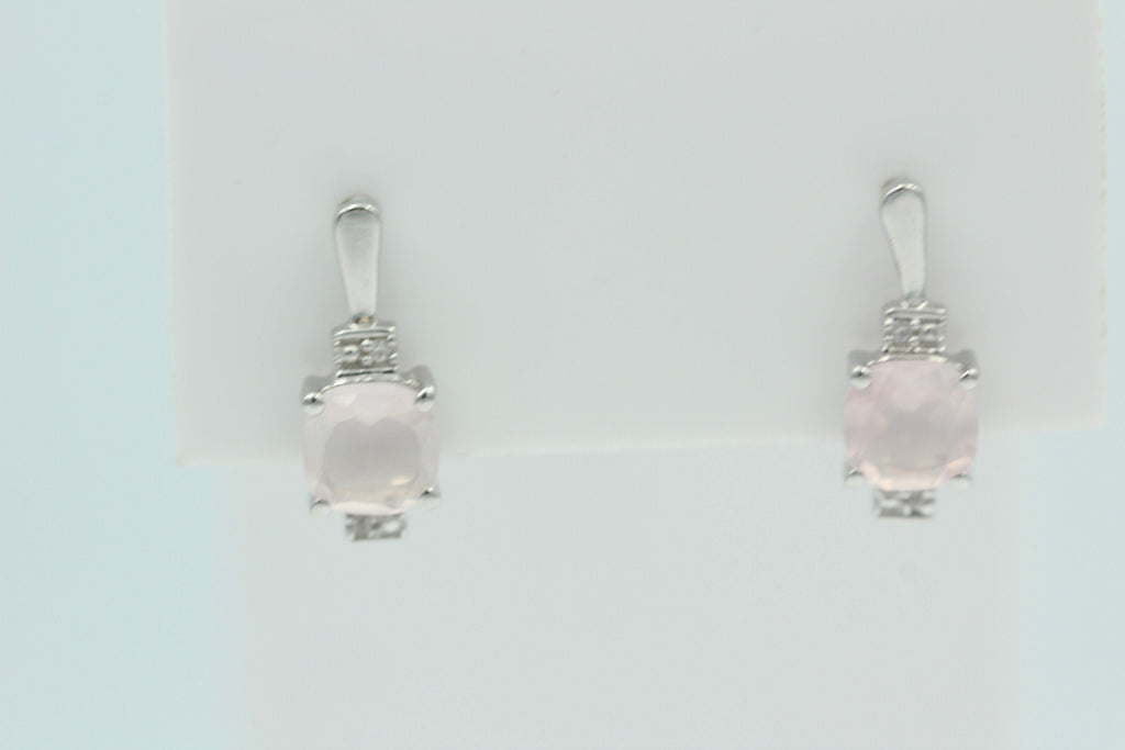 2,94 Carat Rosenquarz Ohrstecker 925 Sterling Silber mit Cubic Zirkon Top