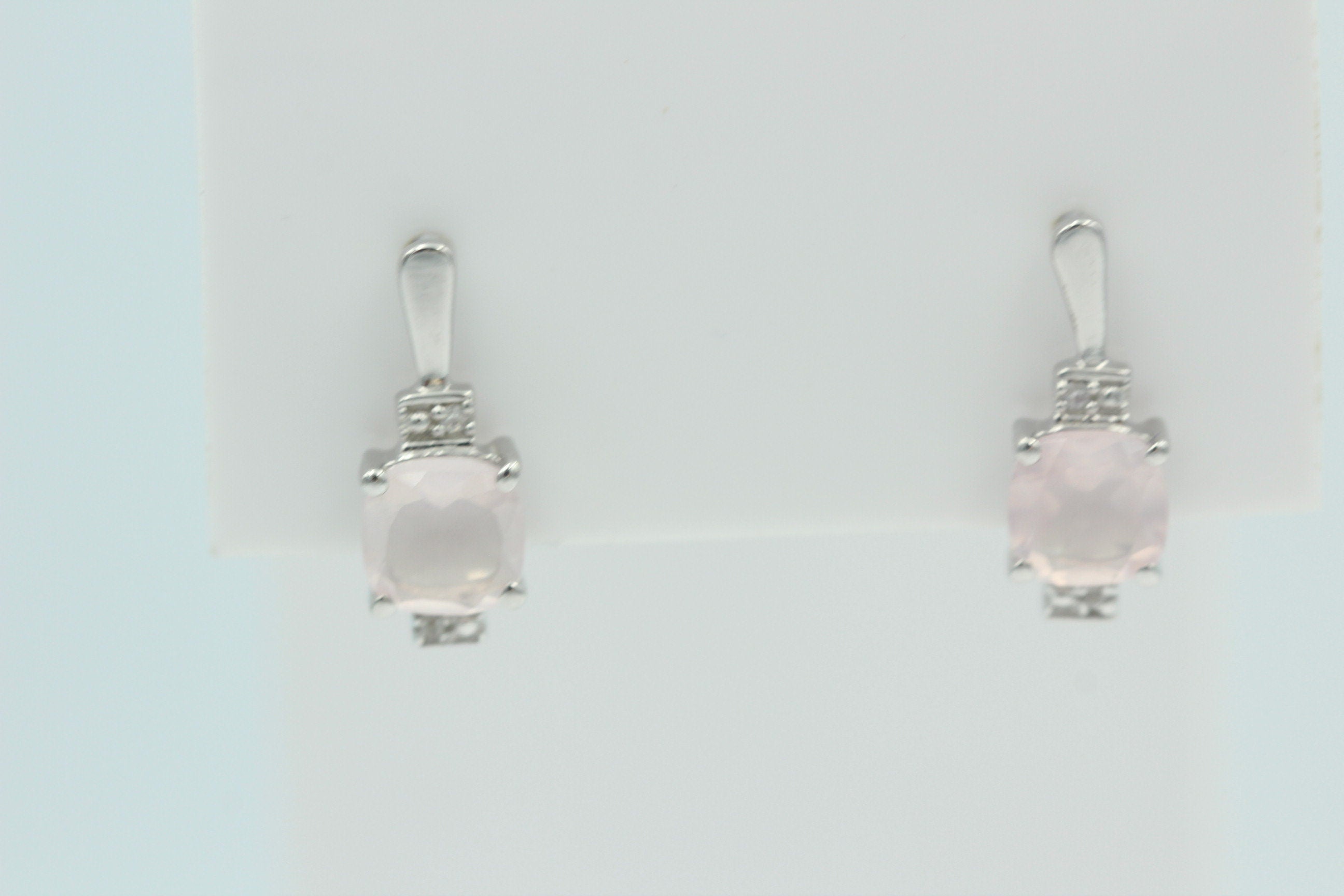 2,94 Carat Rosenquarz Ohrstecker 925 Sterling Silber mit Cubic Zirkon Top