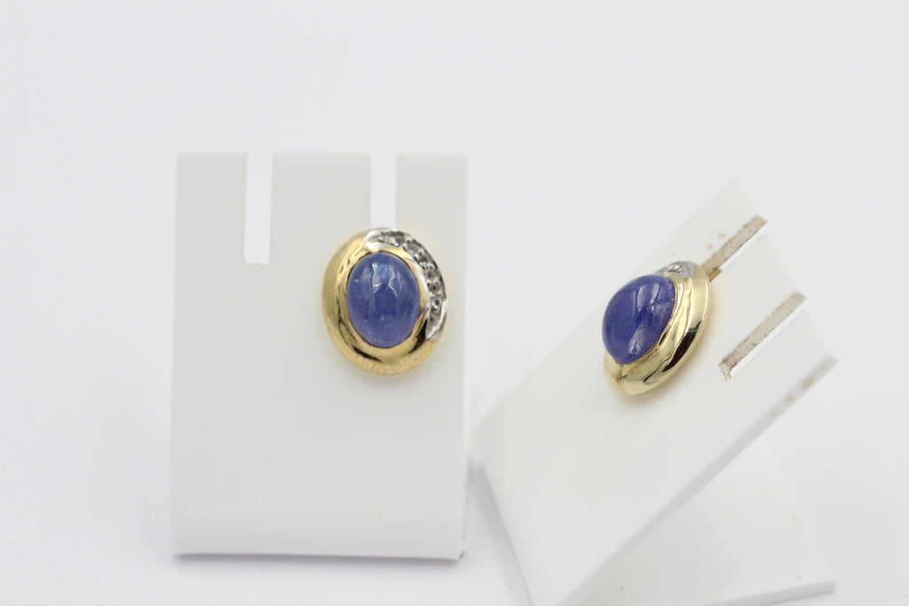 Edle 2,91 Carat Tansanit Ohrstecker Cabochon 925 Silber vergoldet Tansit Afrika