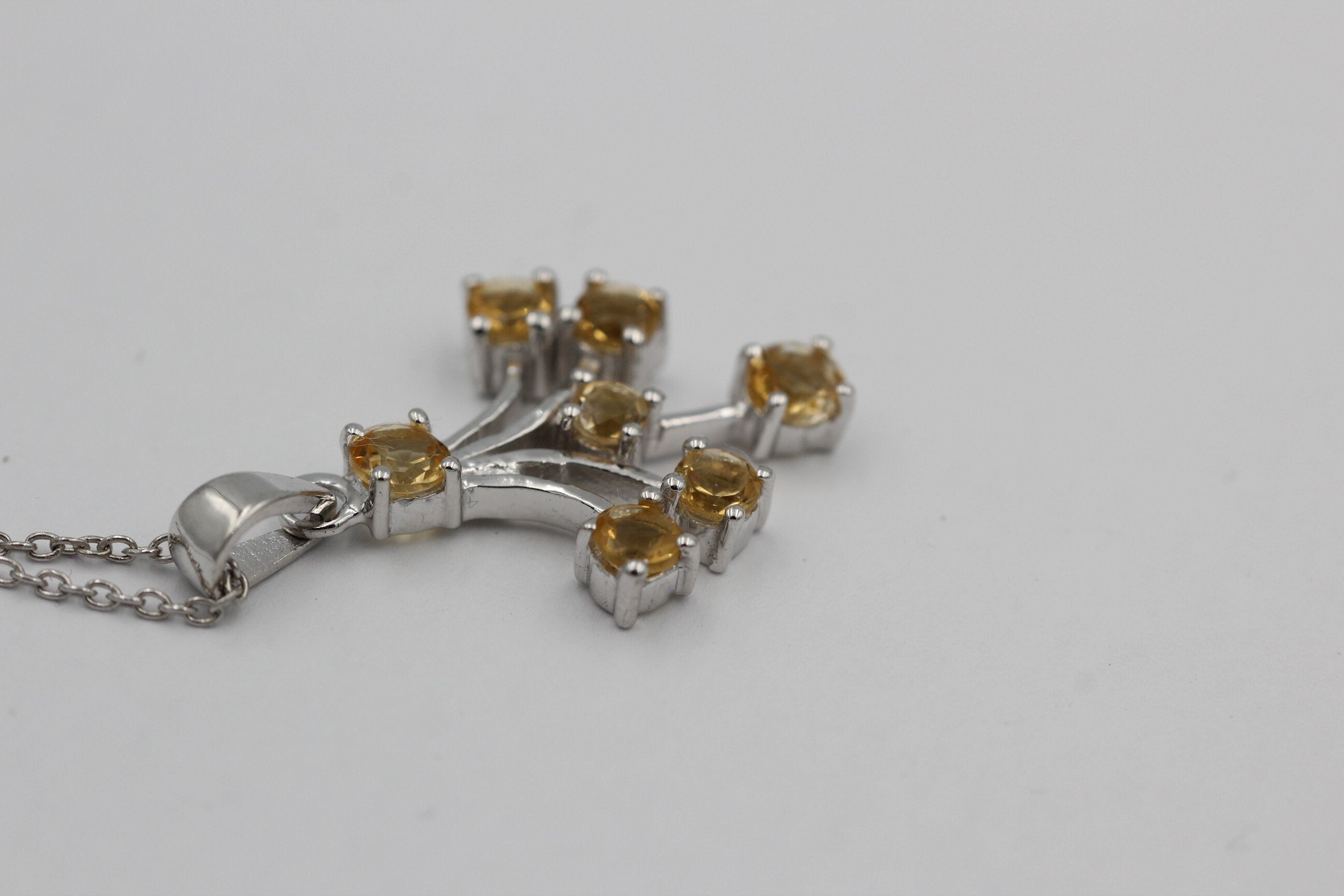 Edler 1,2 Carat Citrin Anhänger gelbgoldener Edelstein 925 Silbher  goldgelber Edelstein