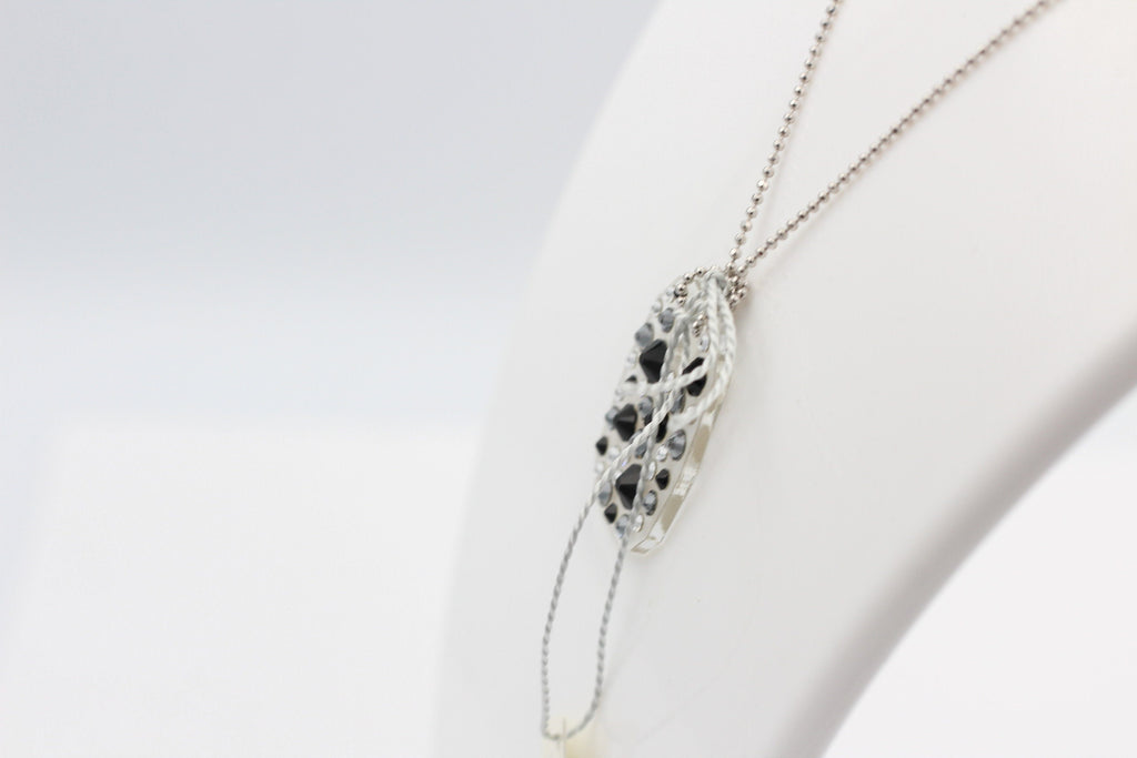Collier Bubble mit Swarovski-Elements Jet mit 925 Silber Kette