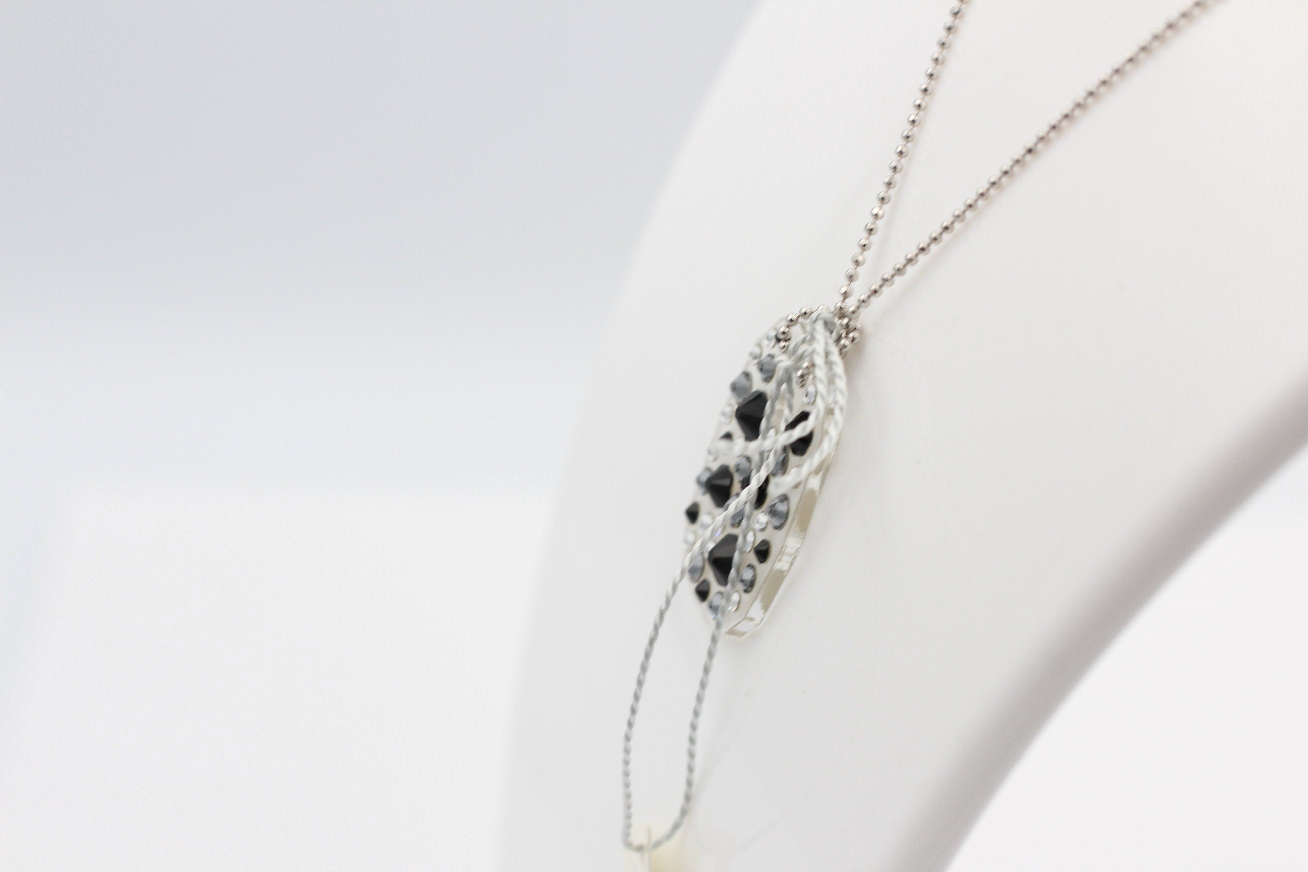 Collier Bubble mit Swarovski-Elements Jet mit 925 Silber Kette