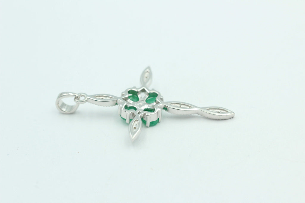 0,66 Carat Smaragd Kreuz Anhänger 925 Silber Collier Kette Smaragtanhänger Schmuck