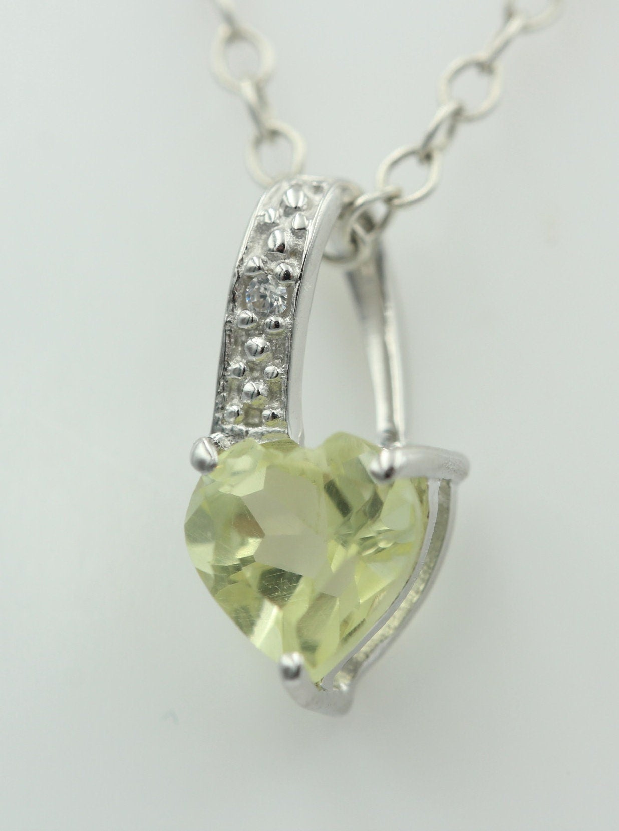0,62 Carat Lemon Topas Herz Anhänger 925 Silber  Linomen Topas Topf
