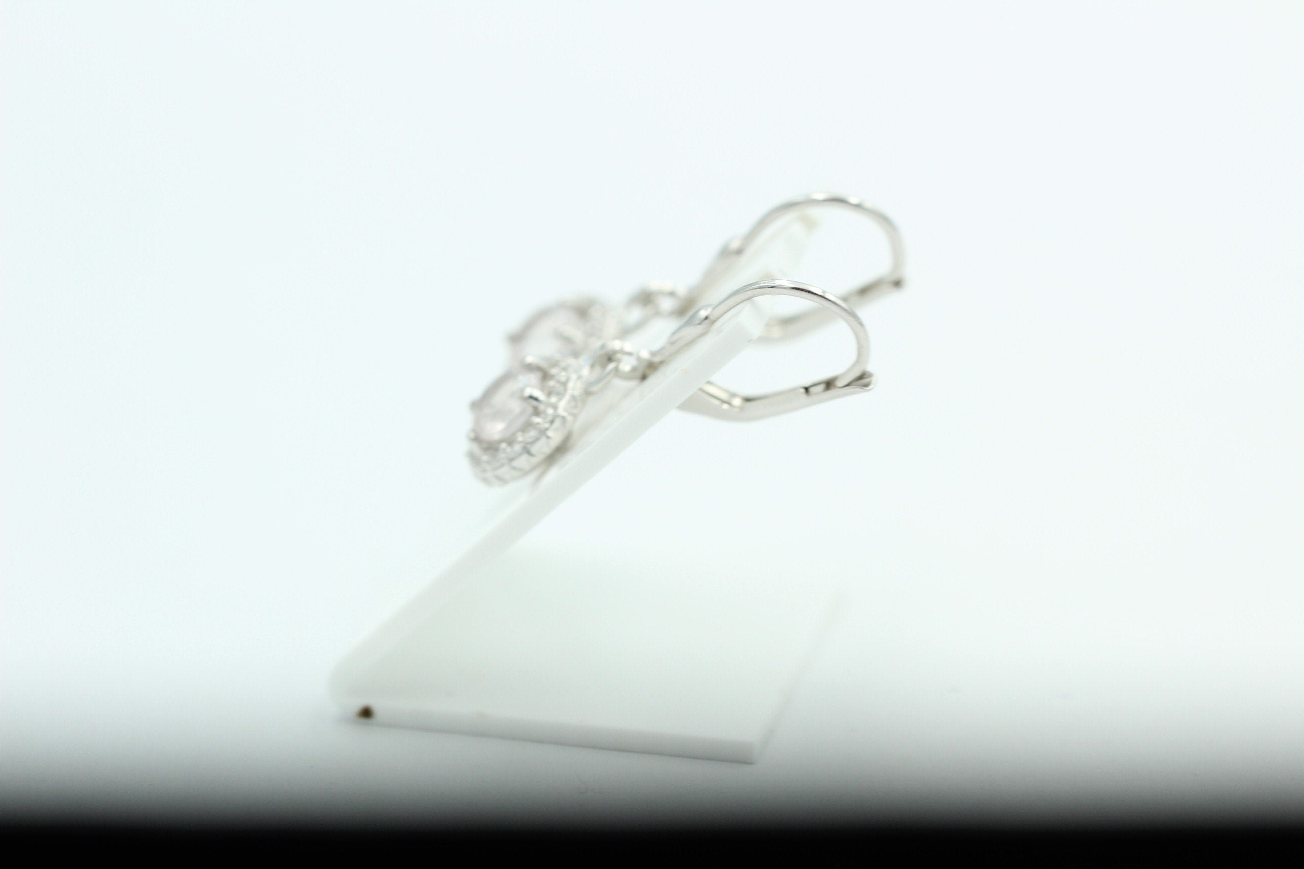 Edle 1,2 Carat Rosenquarz Brisur 925 Silber Ohrhänger Ohrstecker mit Zirkonia