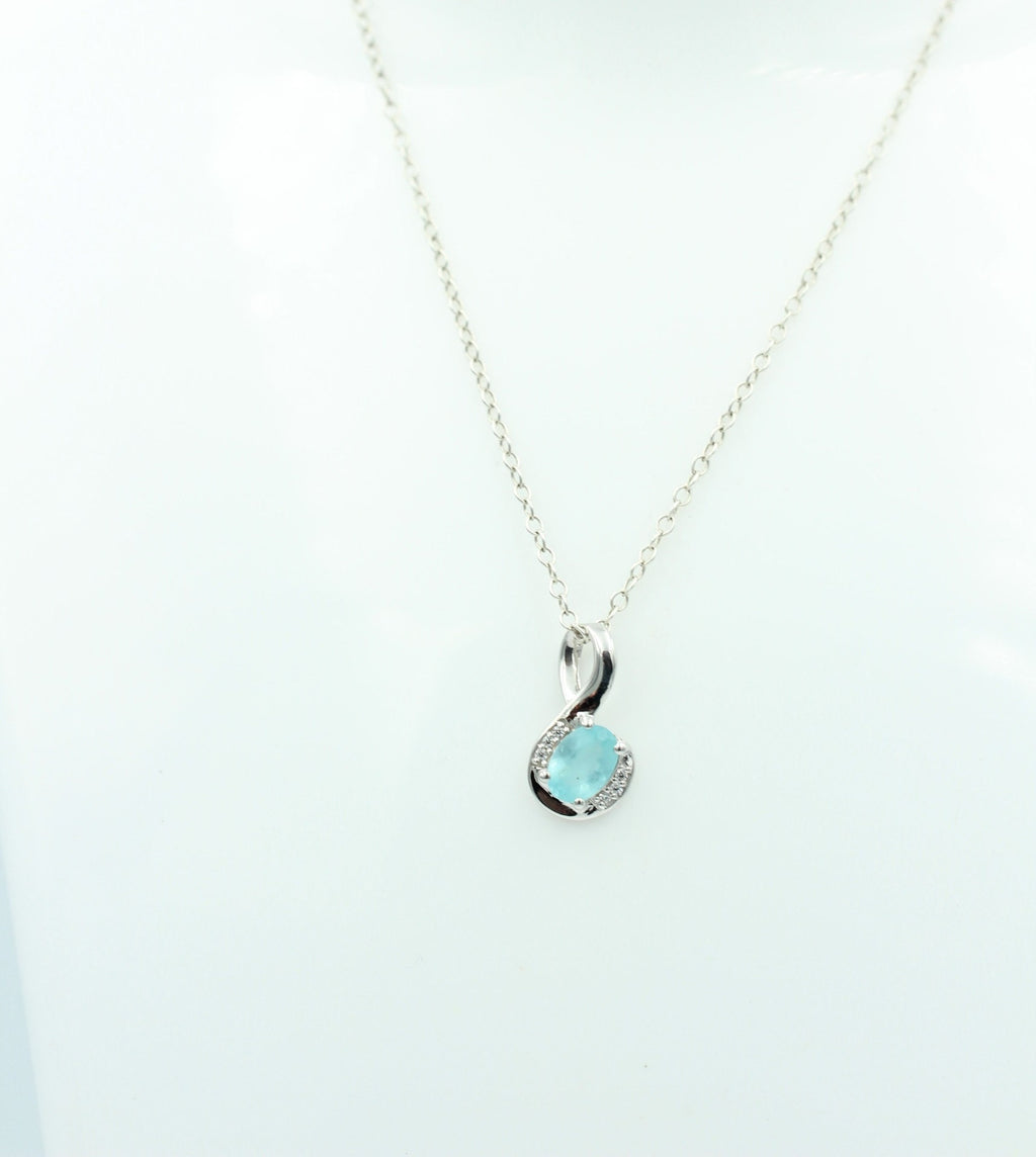 1,12 Carat blauer Apatit  Anhänger 925 Silber  mit Zirkonia