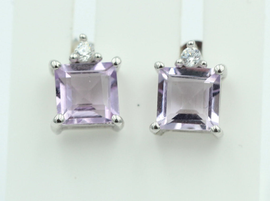 Edle 2,2 Carat pink Amethyst Ohrstecker 925 Silber mit Zirkonia Amethystschmuck