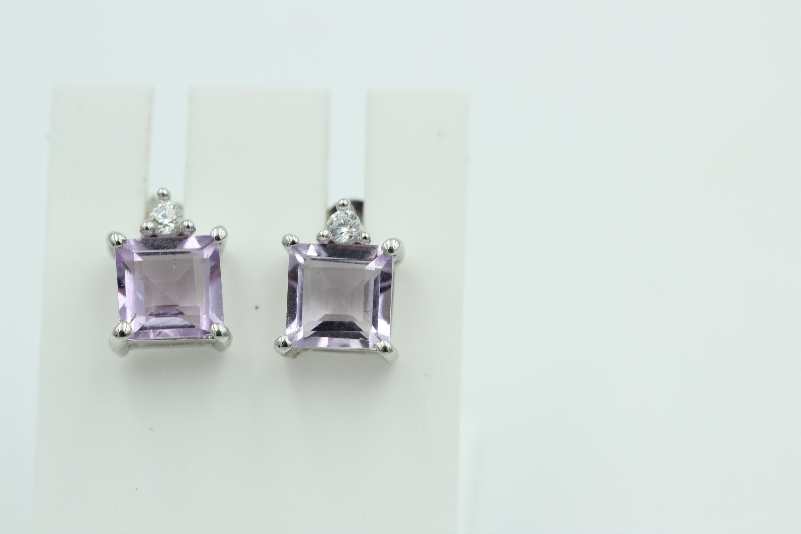 Edle 2,2 Carat pink Amethyst Ohrstecker 925 Silber mit Zirkonia Amethystschmuck