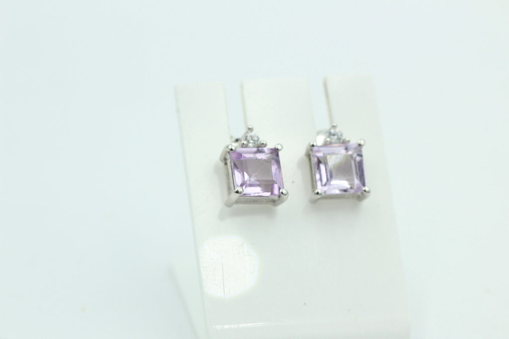 Edle 2,2 Carat pink Amethyst Ohrstecker 925 Silber mit Zirkonia Amethystschmuck