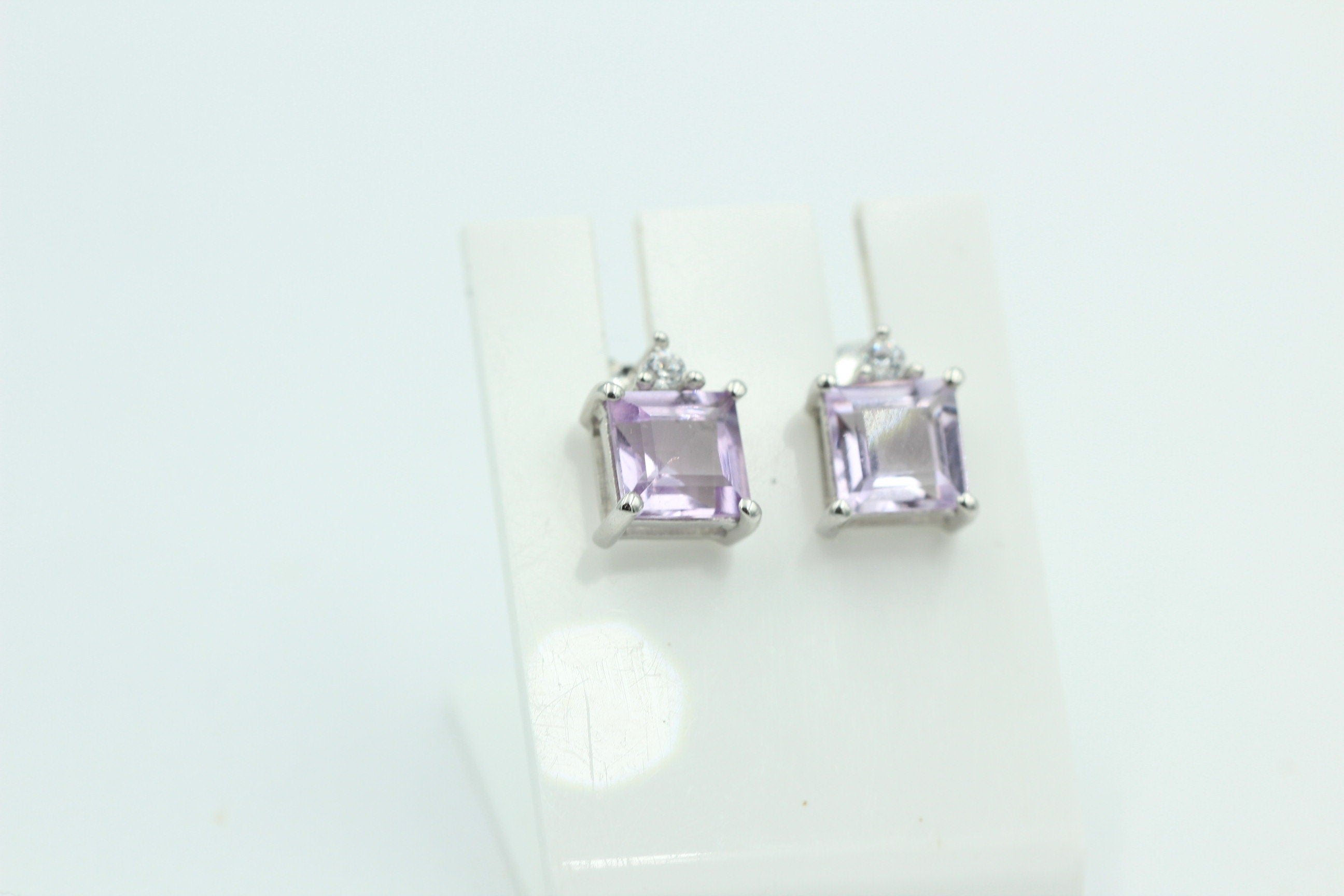 Edle 2,2 Carat pink Amethyst Ohrstecker 925 Silber mit Zirkonia Amethystschmuck