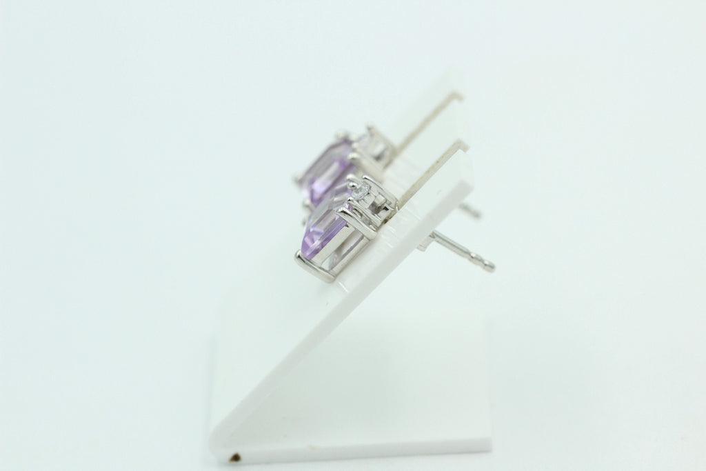 Edle 2,2 Carat pink Amethyst Ohrstecker 925 Silber mit Zirkonia Amethystschmuck