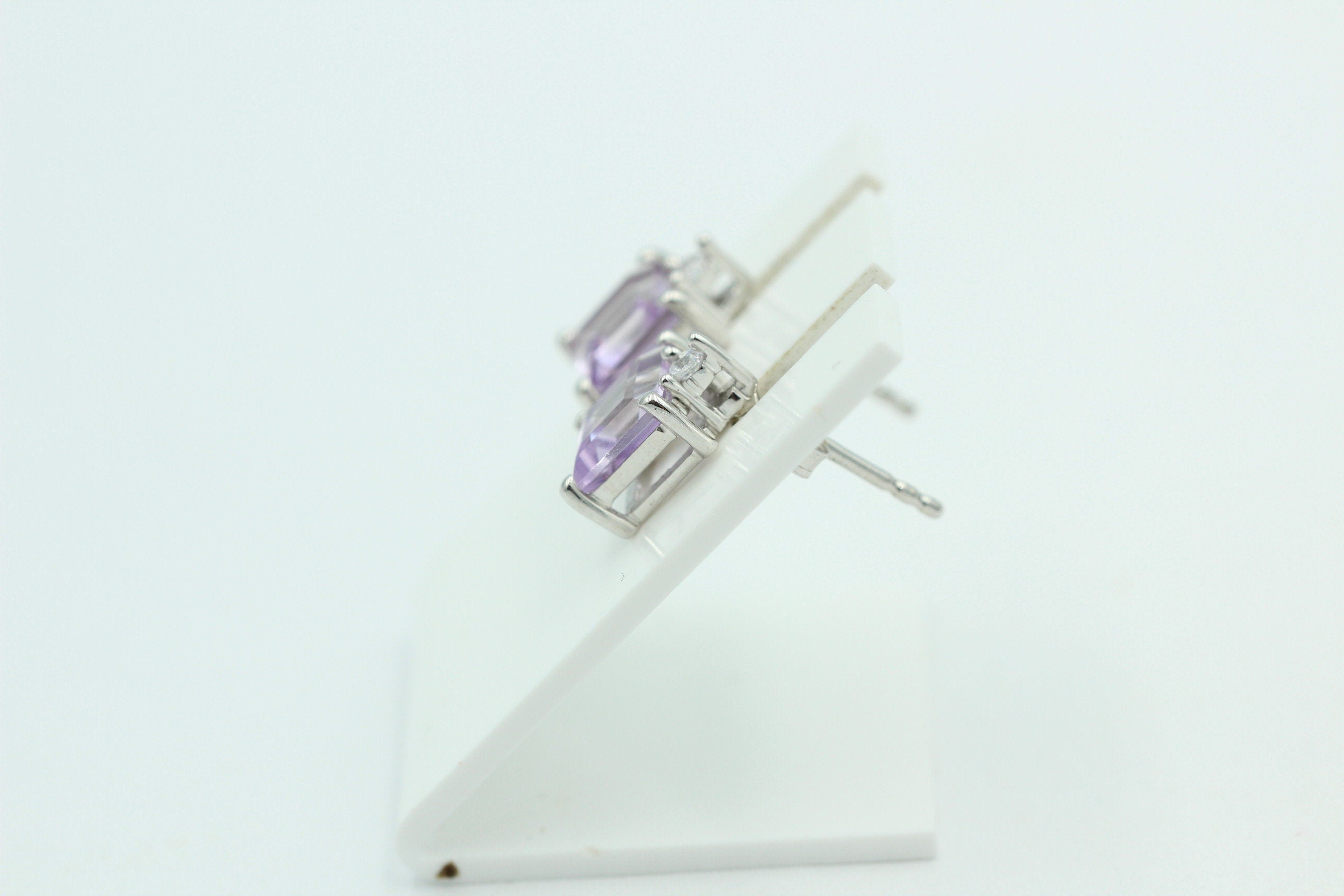 Edle 2,2 Carat pink Amethyst Ohrstecker 925 Silber mit Zirkonia Amethystschmuck