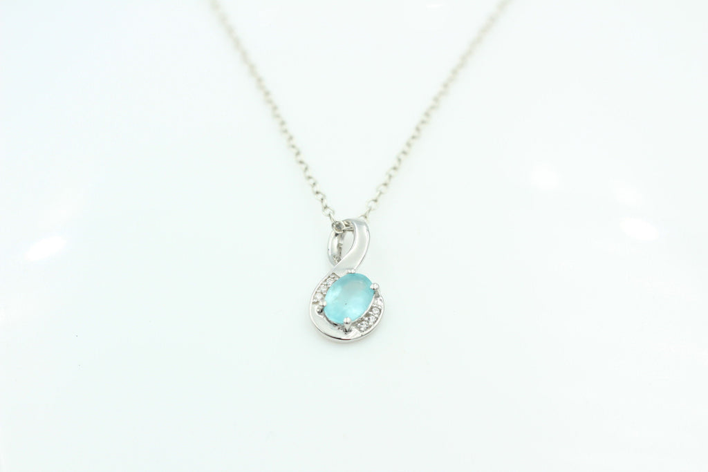 1,12 Carat blauer Apatit  Anhänger 925 Silber  mit Zirkonia
