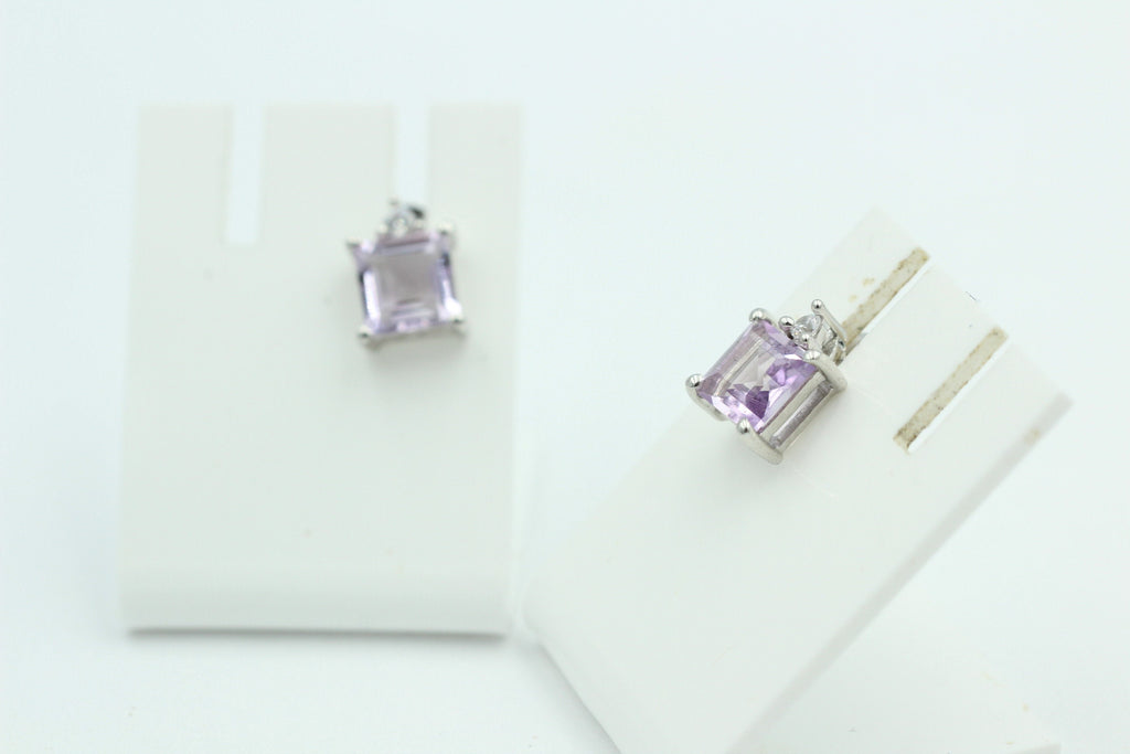 Edle 2,2 Carat pink Amethyst Ohrstecker 925 Silber mit Zirkonia Amethystschmuck