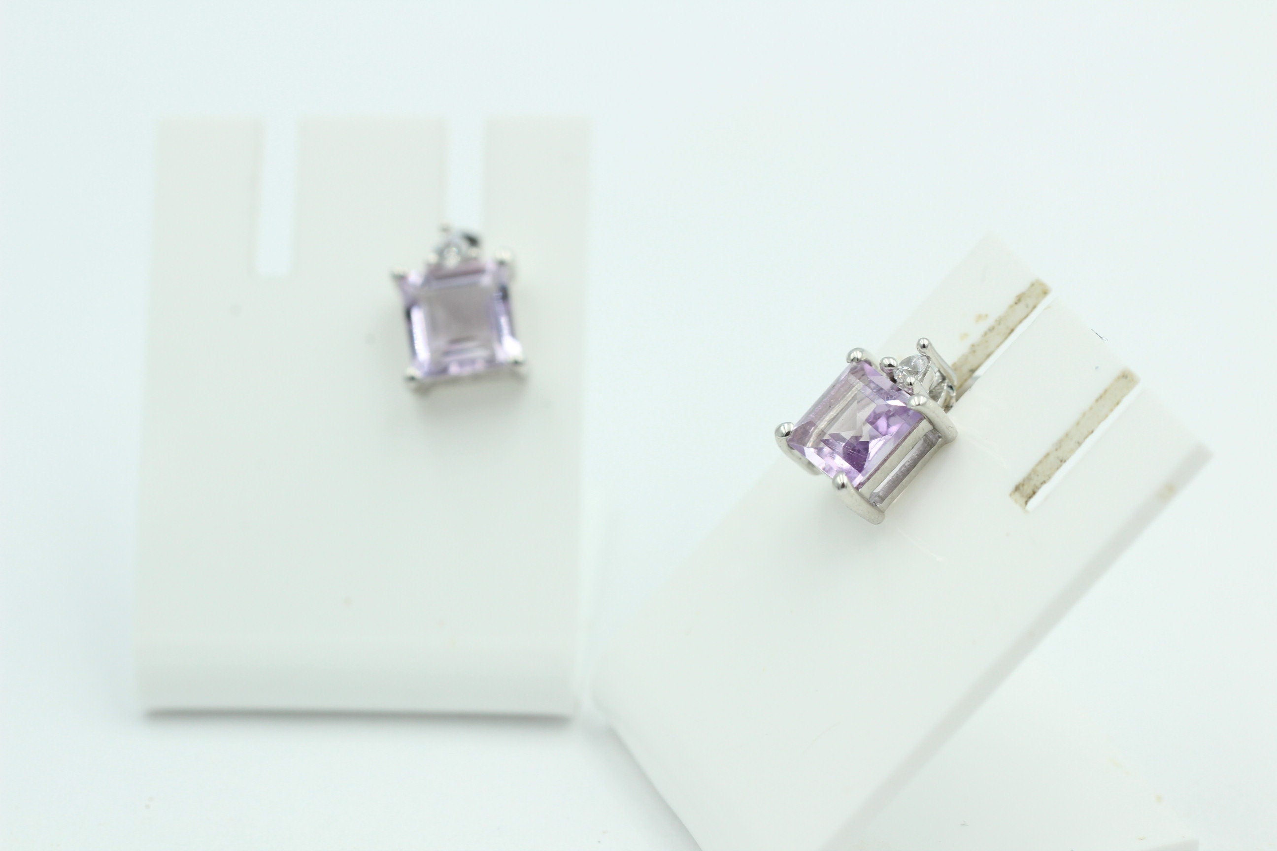 Edle 2,2 Carat pink Amethyst Ohrstecker 925 Silber mit Zirkonia Amethystschmuck