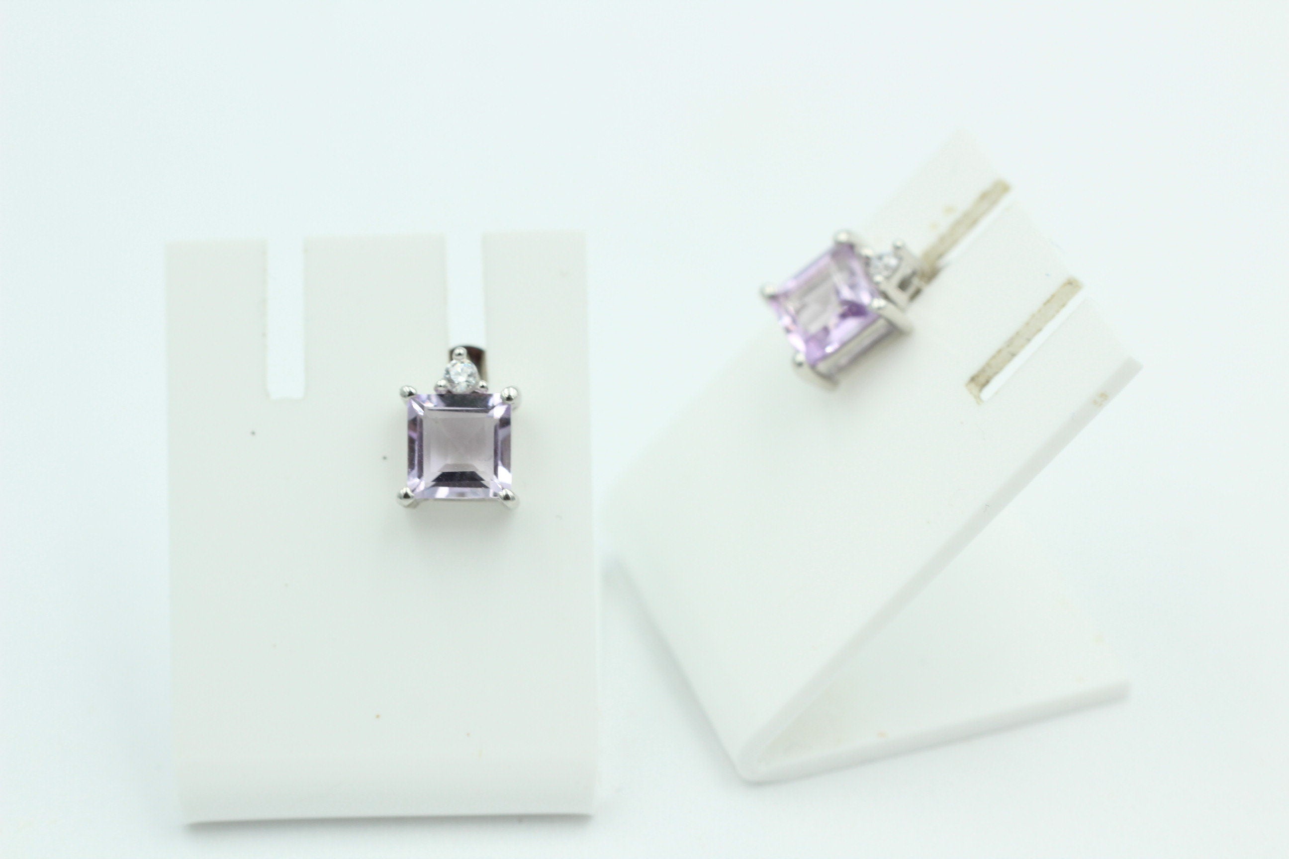 Edle 2,2 Carat pink Amethyst Ohrstecker 925 Silber mit Zirkonia Amethystschmuck