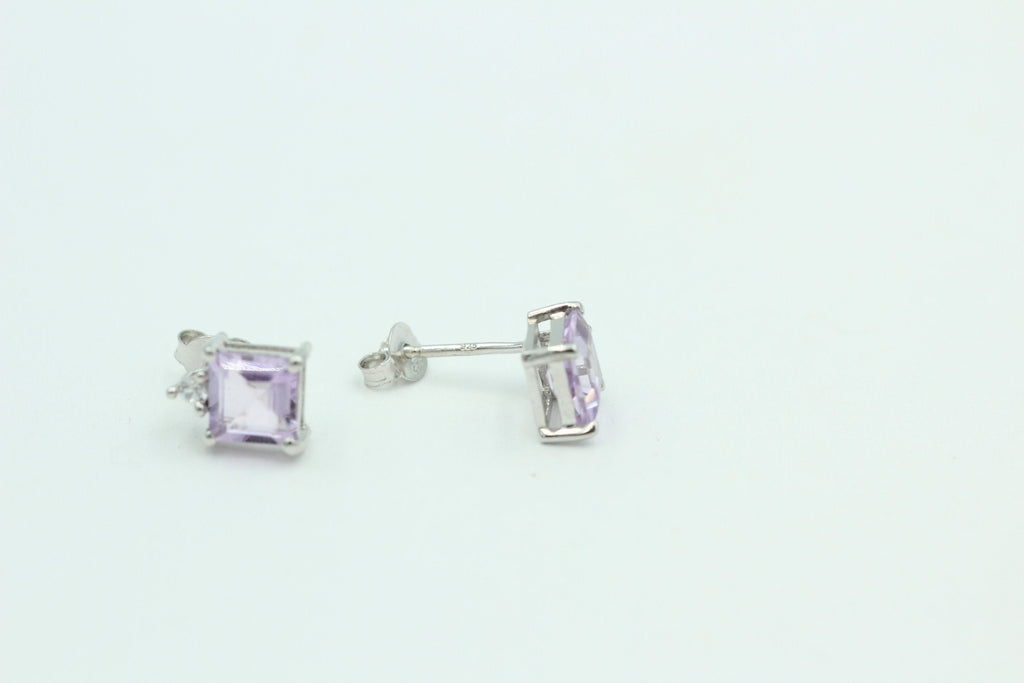 Edle 2,2 Carat pink Amethyst Ohrstecker 925 Silber mit Zirkonia Amethystschmuck