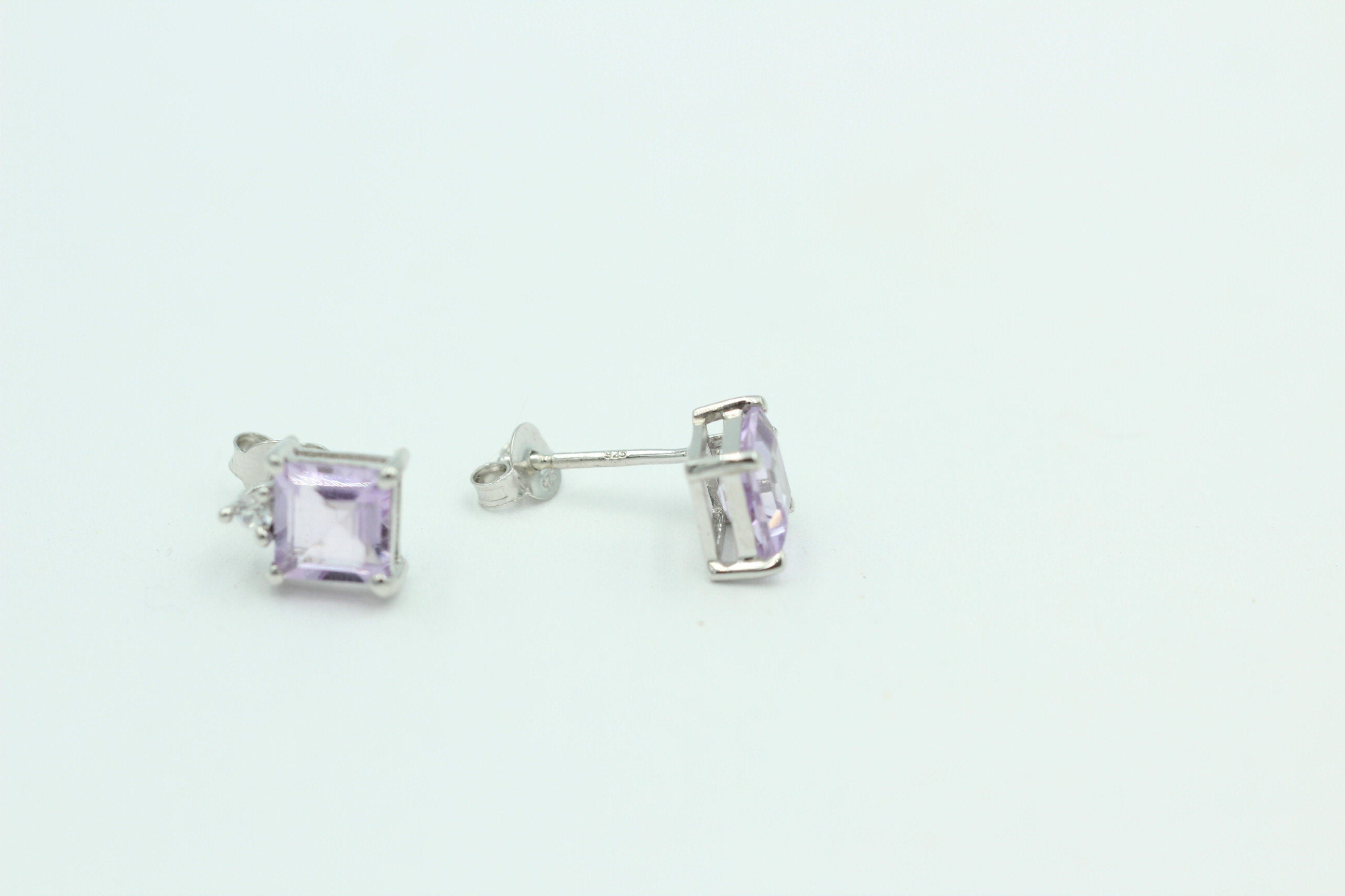 Edle 2,2 Carat pink Amethyst Ohrstecker 925 Silber mit Zirkonia Amethystschmuck