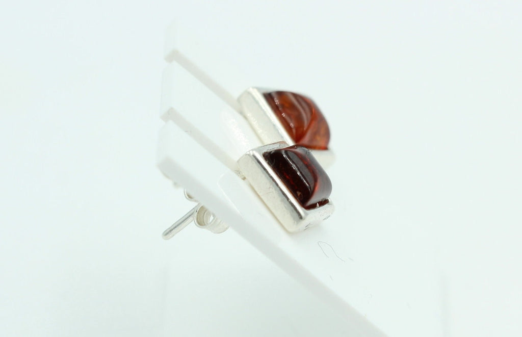 Bernstein Ohrstecker 7 x 7 mm aus 925 Sterlingsilber brauner Bernstein Unisex