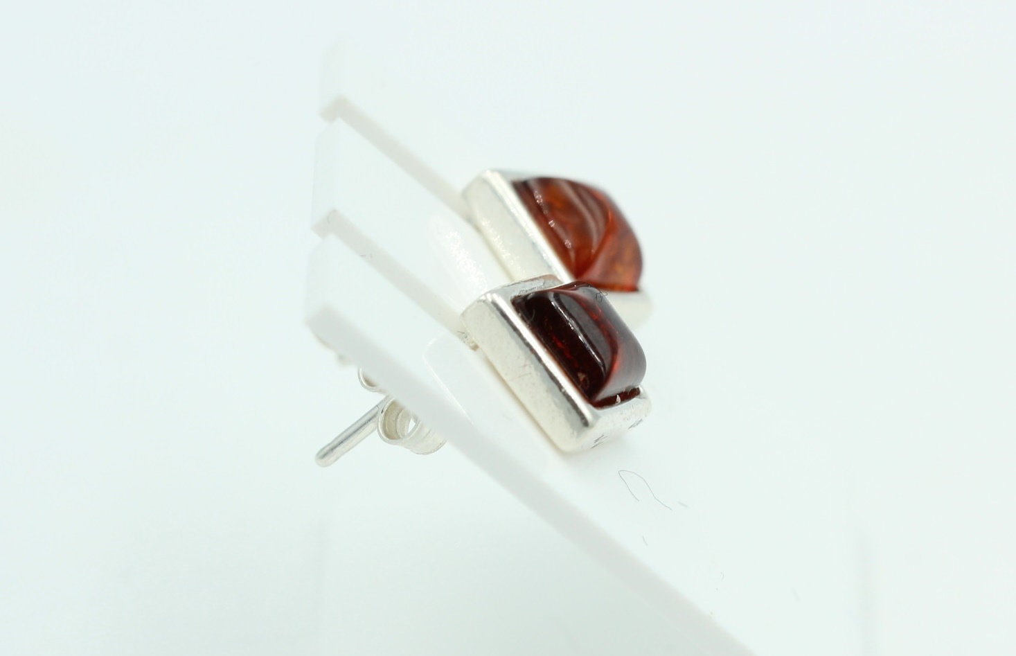 Bernstein Ohrstecker 7 x 7 mm aus 925 Sterlingsilber brauner Bernstein Unisex