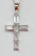 Edler  2,5 Carat weisstopas Kreuz Anhanger 925 Silber Collier Kette weisser Topas