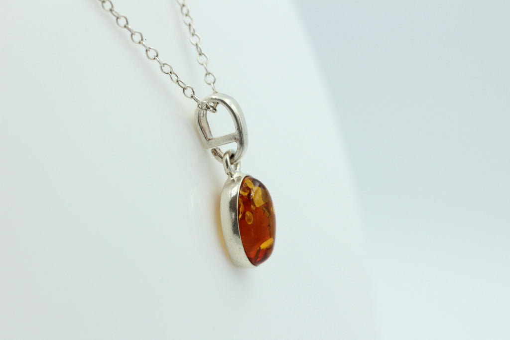 Bernstein Anhänger 925 Silber Collier Kette Bernsteinanhänger Top Edel