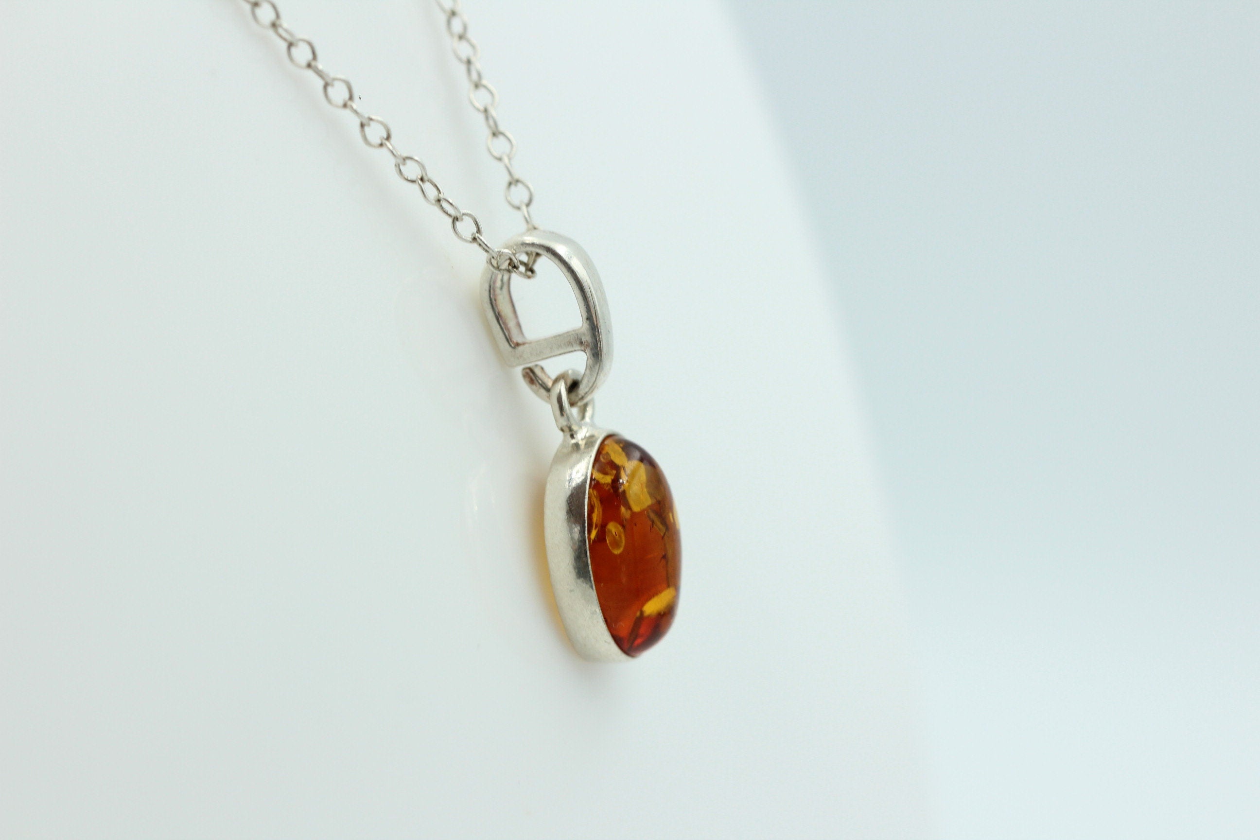 Bernstein Anhänger 925 Silber Collier Kette Bernsteinanhänger Top Edel