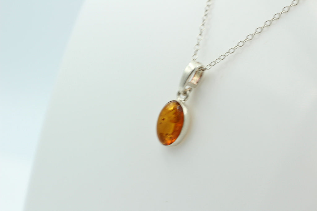 Bernstein Anhänger 925 Silber Collier Kette Bernsteinanhänger Top Edel