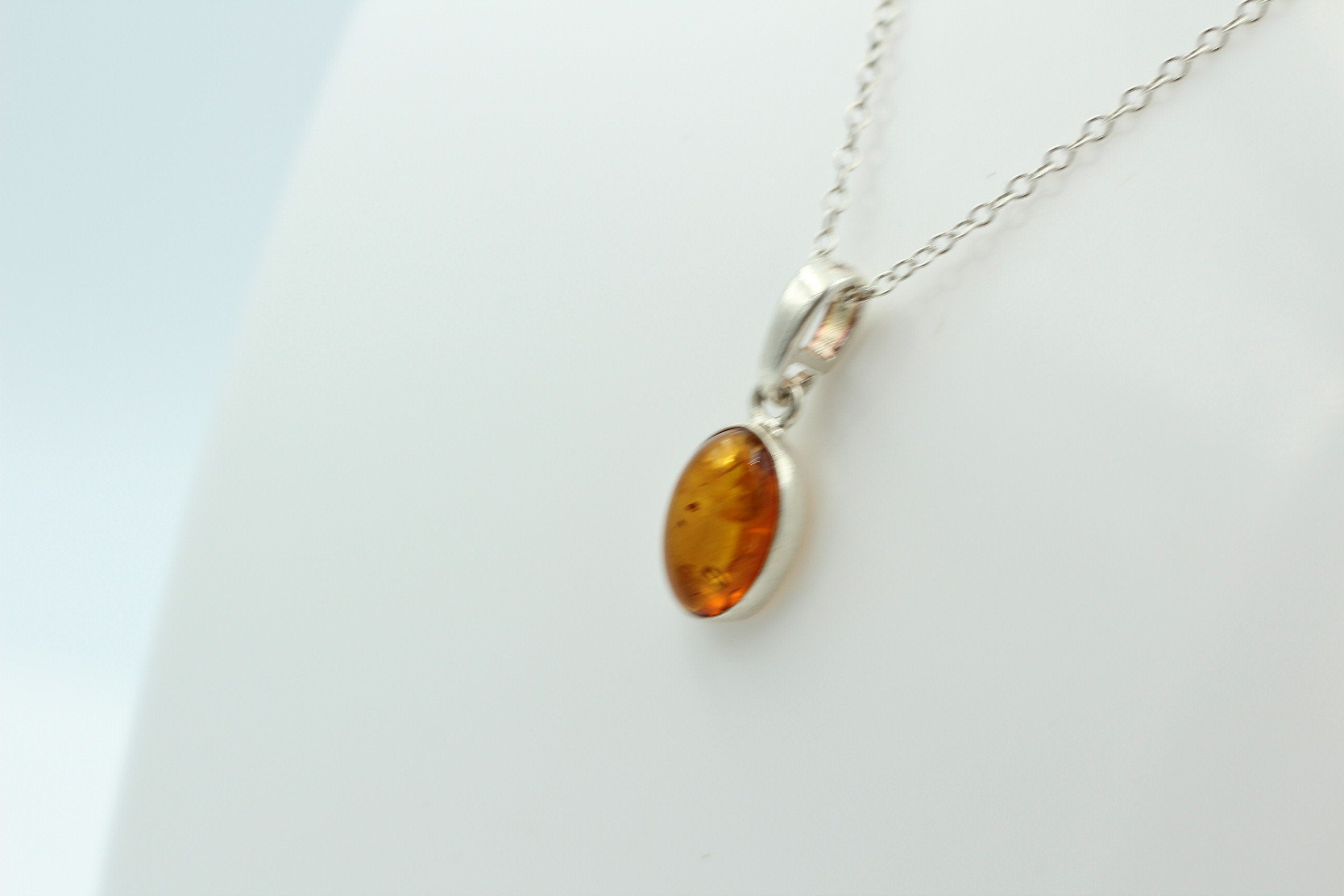 Bernstein Anhänger 925 Silber Collier Kette Bernsteinanhänger Top Edel
