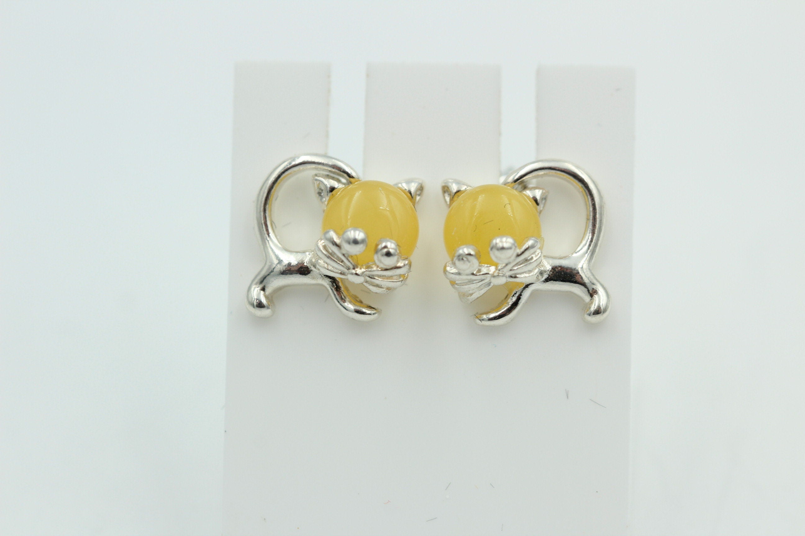 Bernstein Ohrstecker Katze 925 Silber Katzenohrstecker Mädchen Frauen