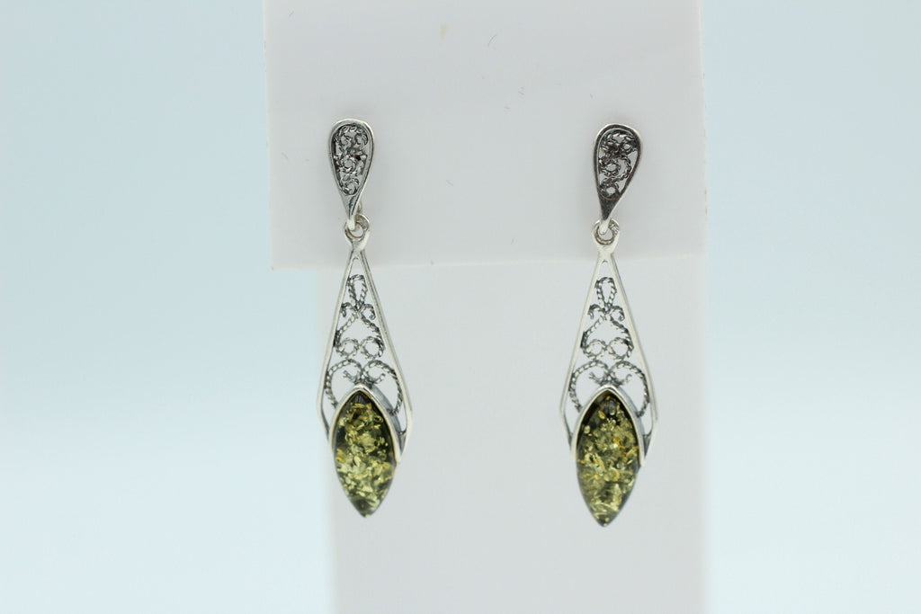 Edle filigrane Bernstein Ohrhanger Ohrstecker 925 Silber filigraner Ohrschmuck