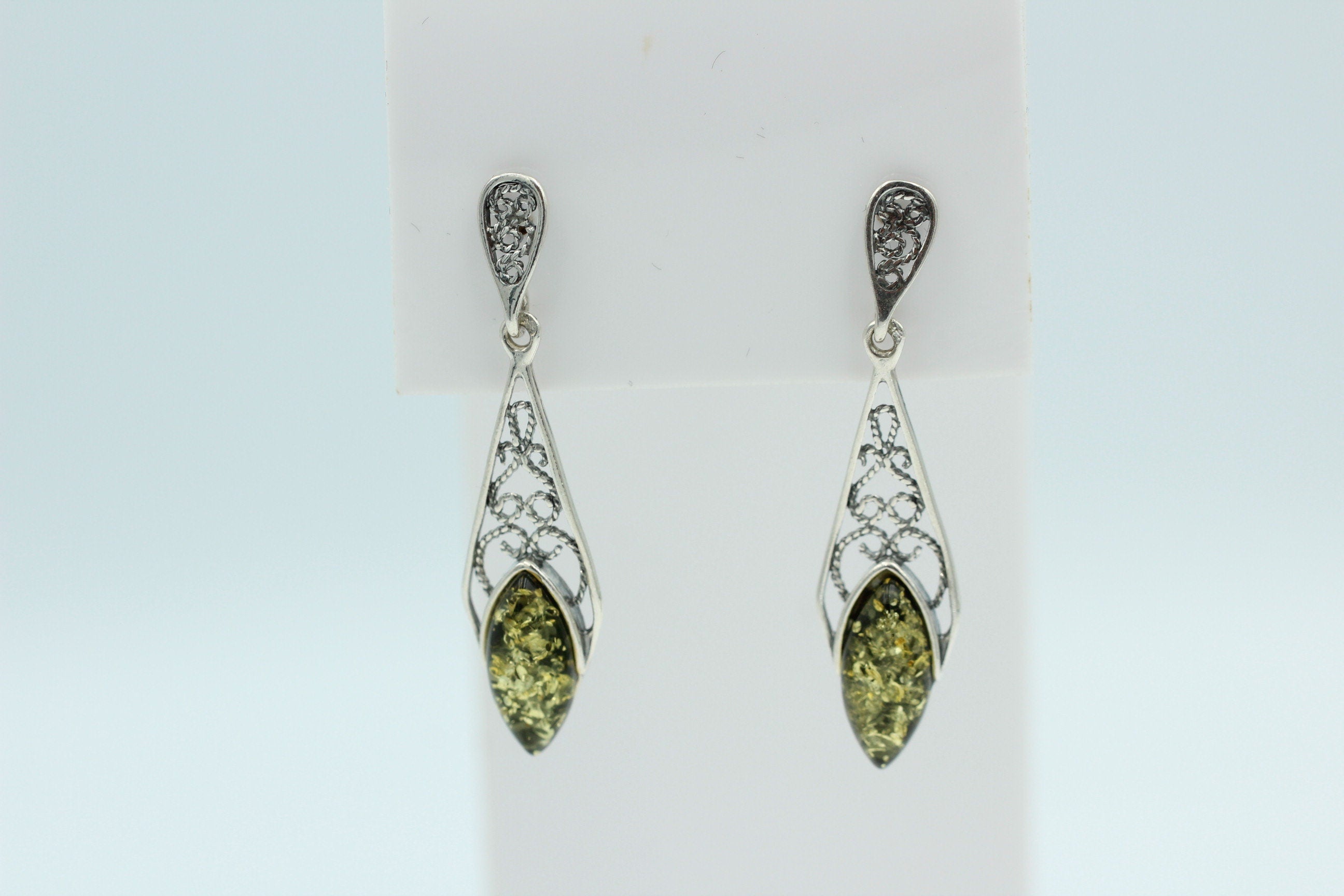 Edle filigrane Bernstein Ohrhanger Ohrstecker 925 Silber filigraner Ohrschmuck