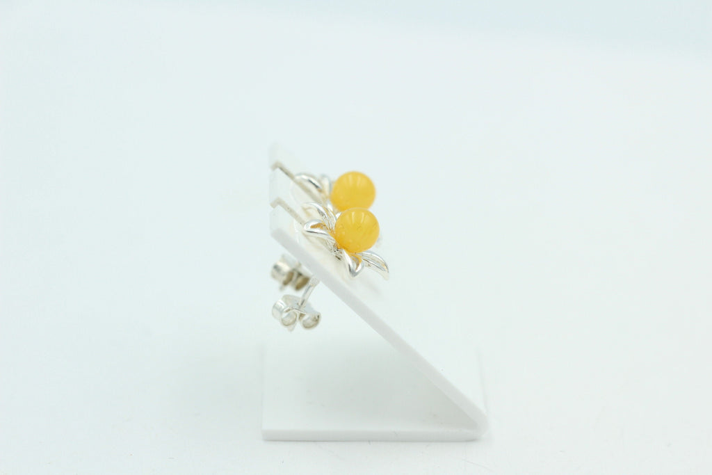 Bernsteinblume 925 Sterling Silber Ohrstecker Ohrring Silberblume mit Bernstein