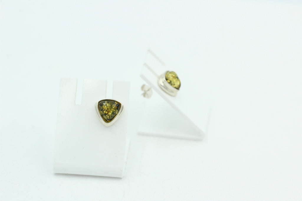 Bernstein Ohrstecker 9 x 9 mm aus 925 Sterlingsilber brauner Bernstein Unisex