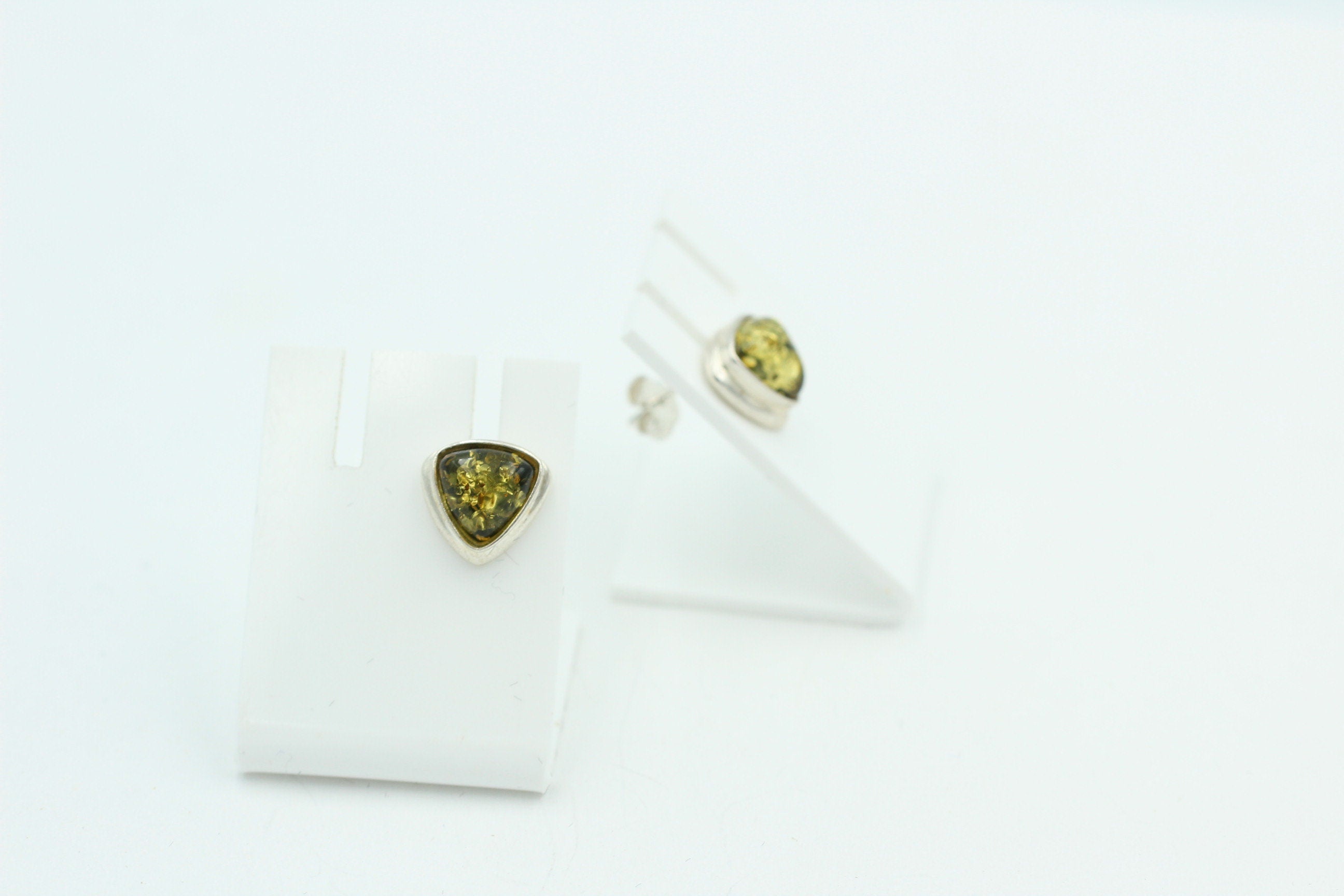 Bernstein Ohrstecker 9 x 9 mm aus 925 Sterlingsilber brauner Bernstein Unisex