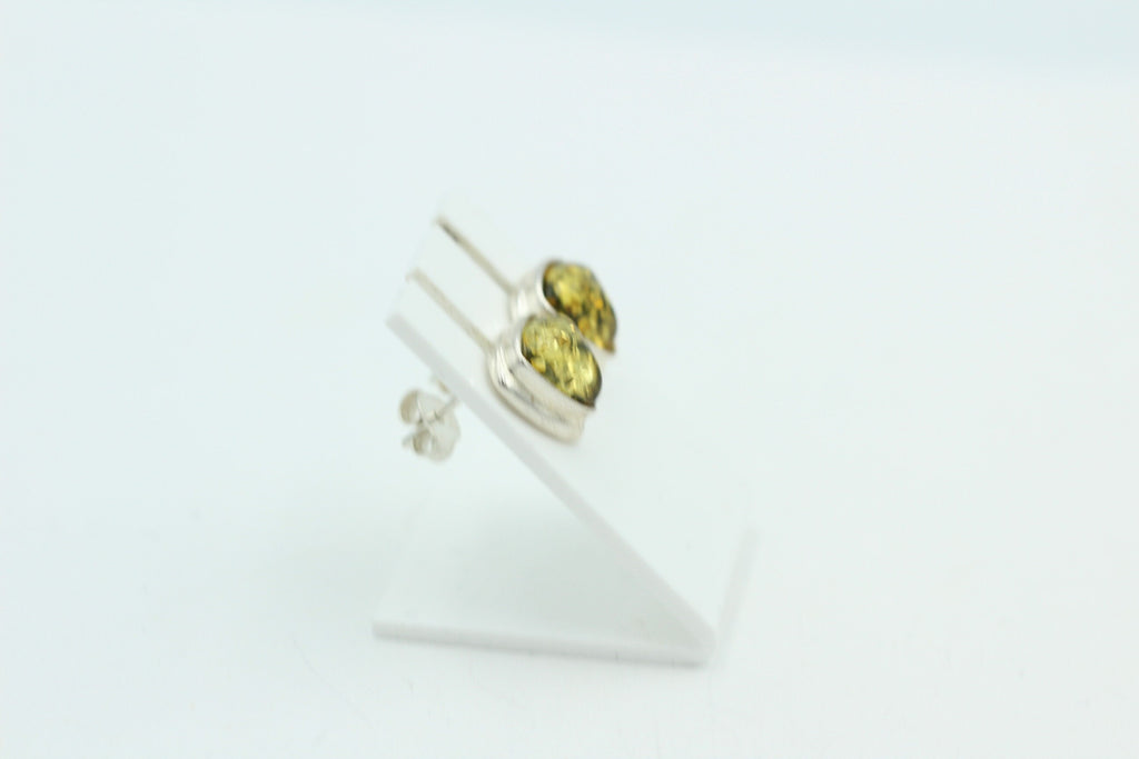 Bernstein Ohrstecker 9 x 9 mm aus 925 Sterlingsilber brauner Bernstein Unisex