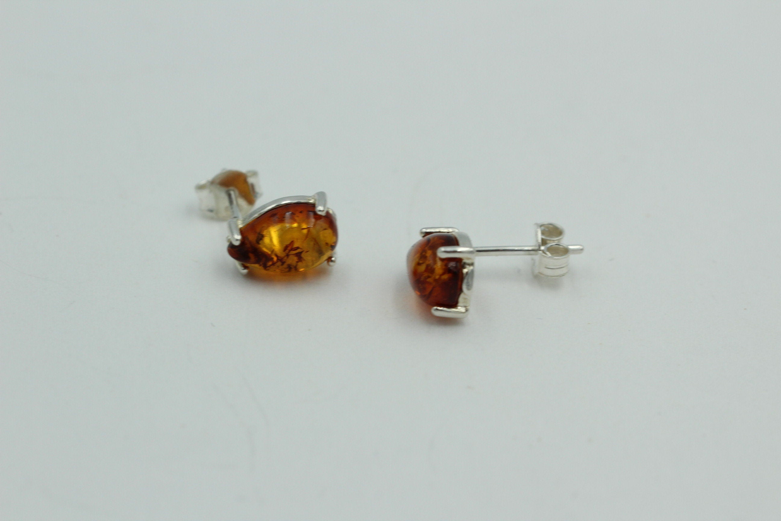 Edler Bernstein Ohrstecker Unisex 925 Silber Ohrschmuck Bernsten aus Litauen
