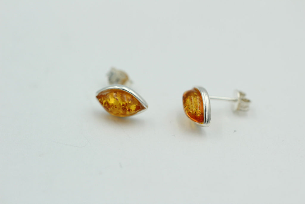Edle goldbraune Bernsteinohrstecker 925 Silber Ohrring Unisex Bernstein  Litauen