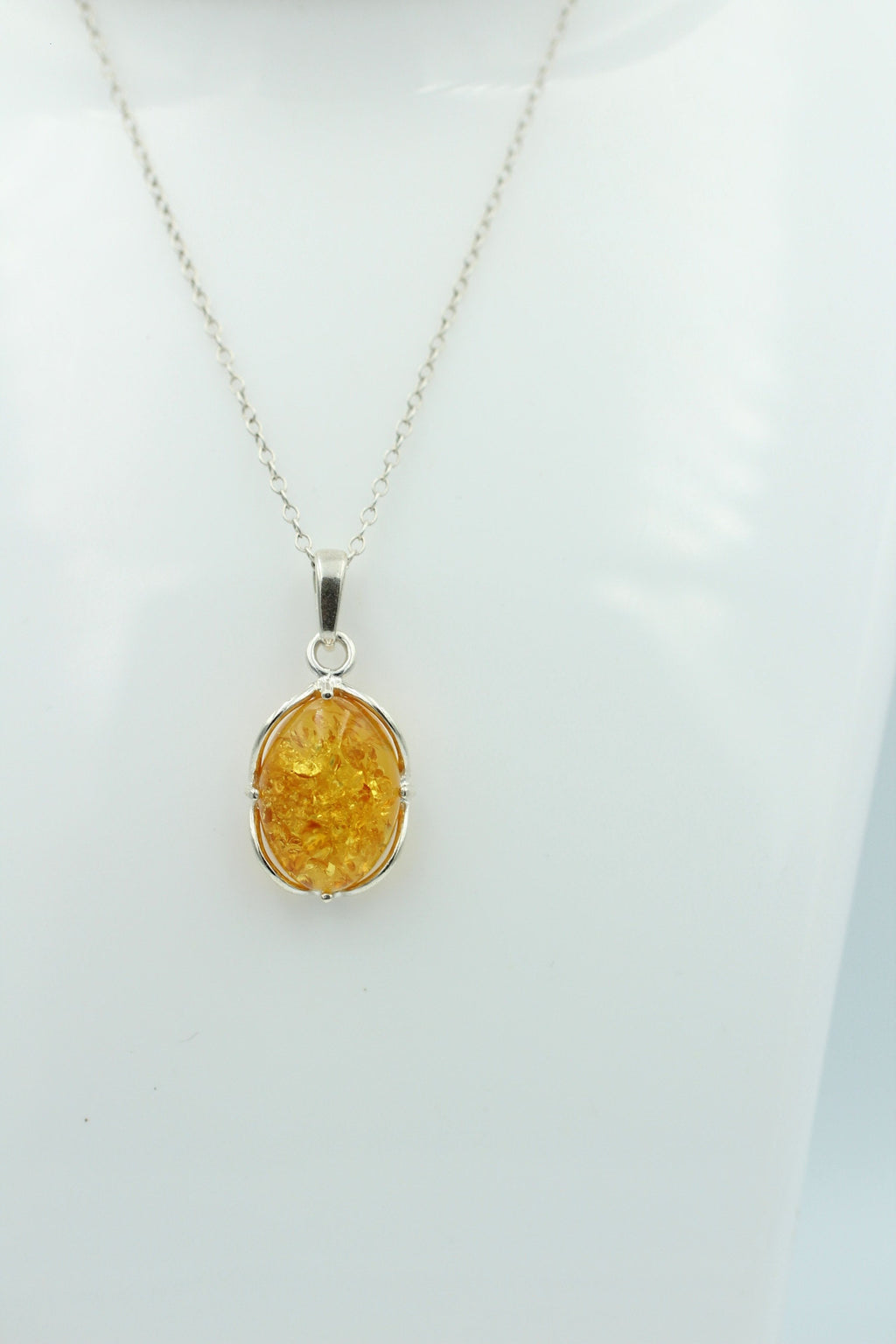 goldbrauner Bernstein Anhänger 925 Silber Collier Kette Bernsteinanhänger Top