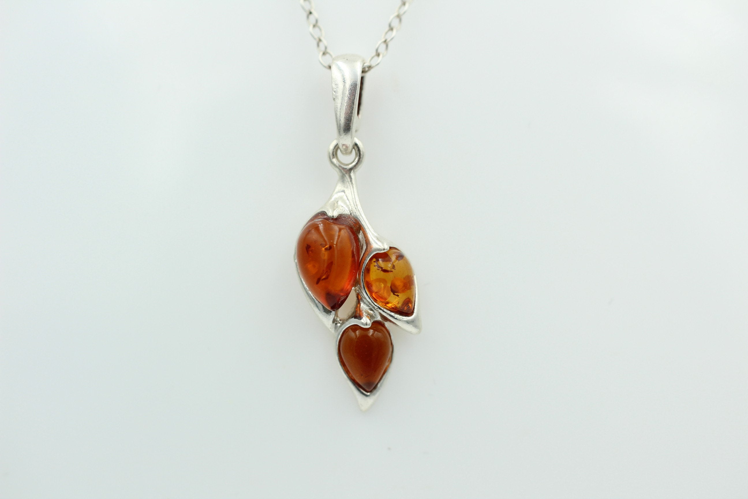 Edler Anhänger Bernstein 925 Silber Collier Kette Bernstein aus Letland