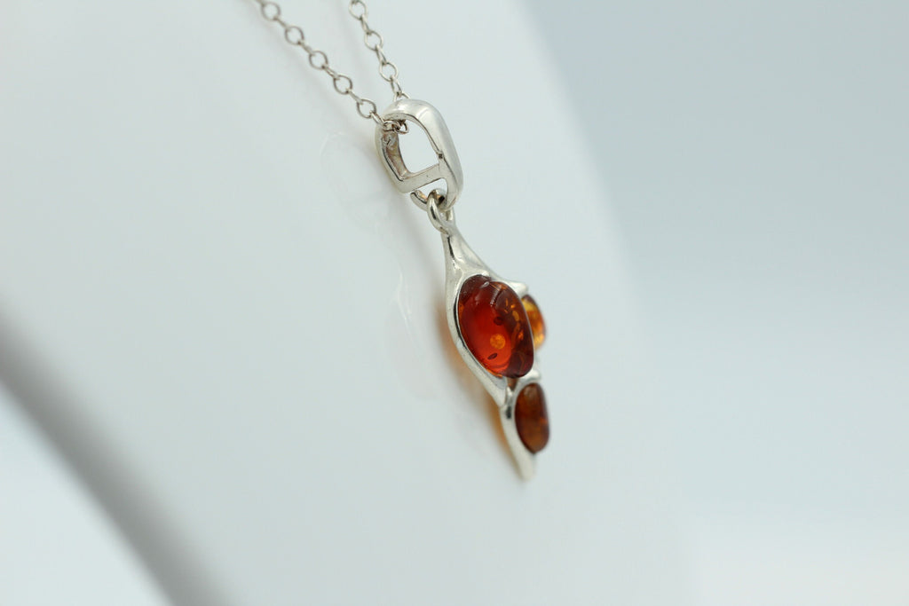 Edler Anhänger Bernstein 925 Silber Collier Kette Bernstein aus Letland