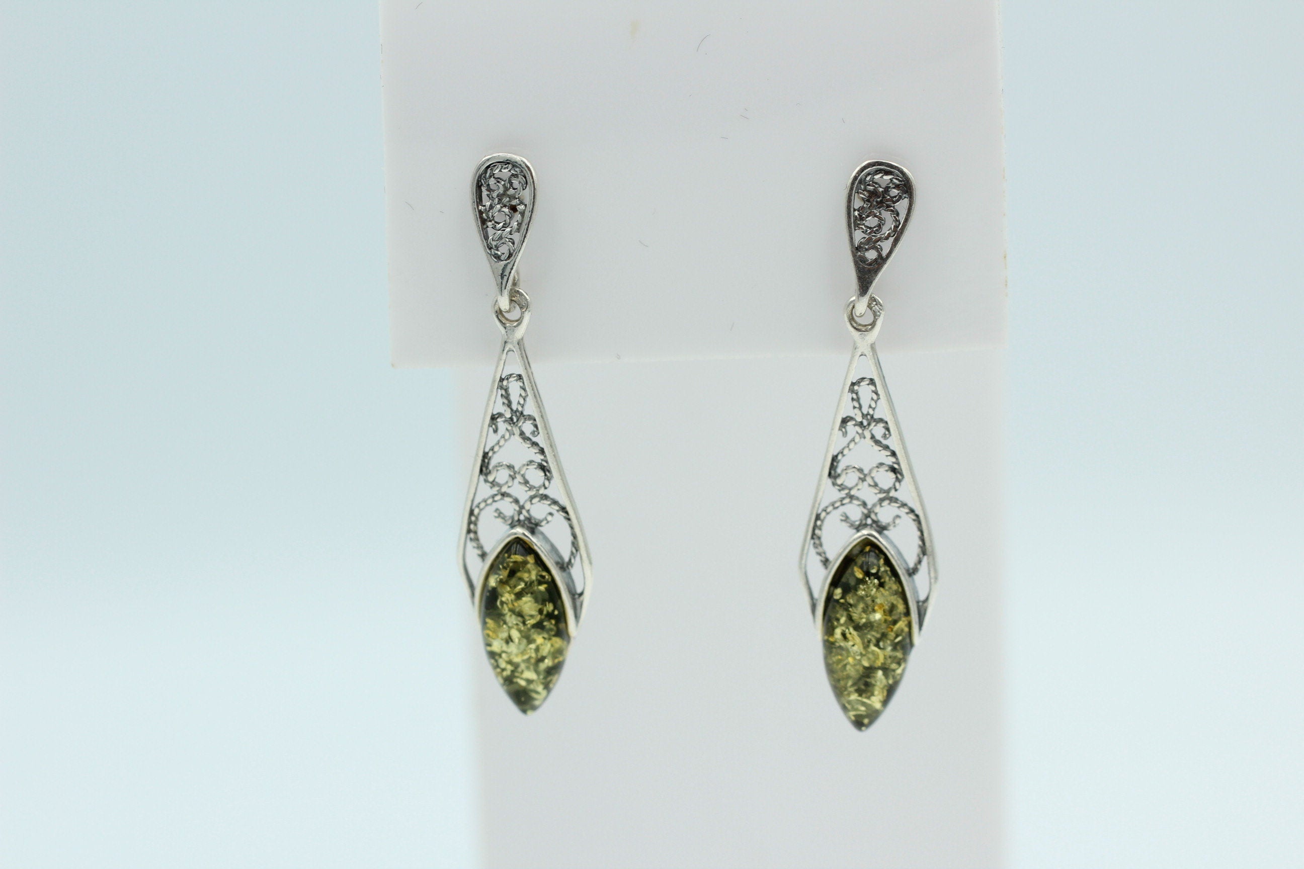 Edle filigrane Bernstein Ohrhanger Ohrstecker 925 Silber filigraner Ohrschmuck